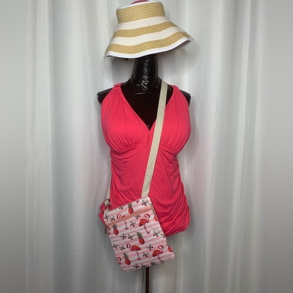 BLEU Rod Beattie Plus Size Ring Me Up Over the Shoulder Tankini Swim Top - Picture 1 of 6